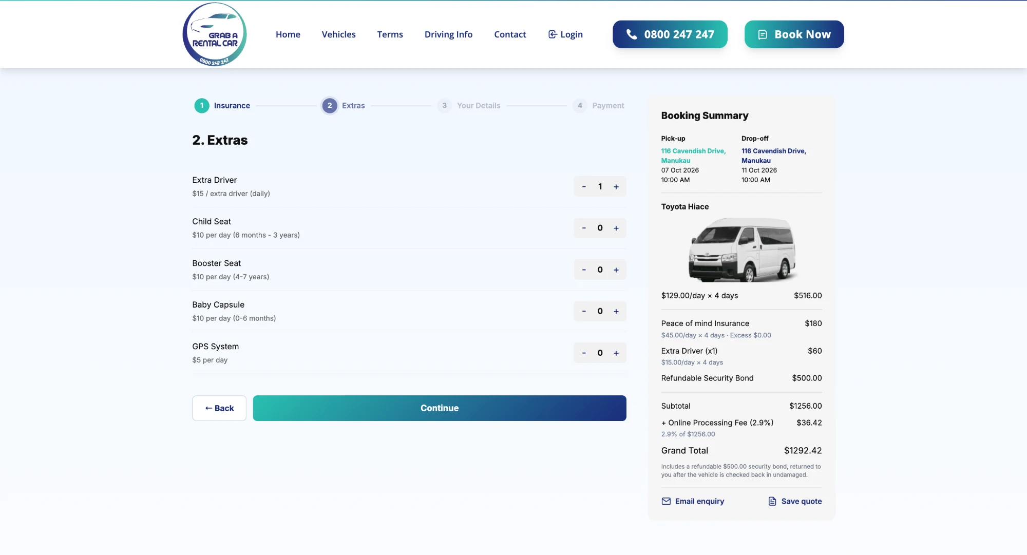 Grab A Rental Car — Booking Flow