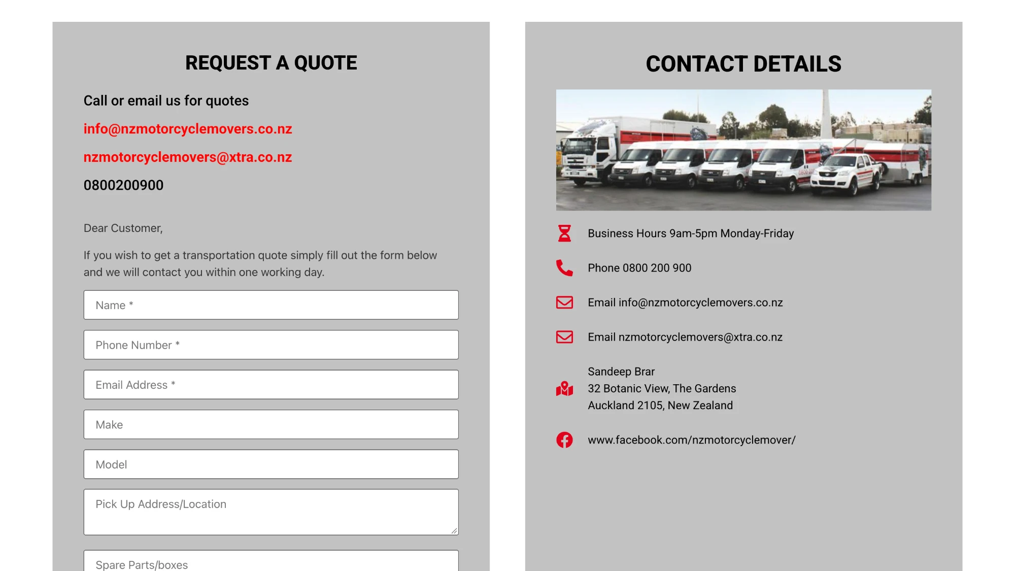 NZ Motorcycle Movers — Request a Quote