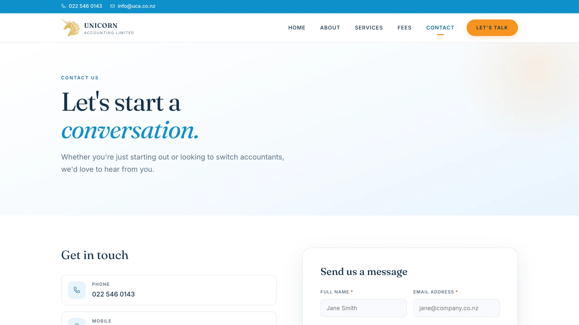 Unicorn Accounting — Contact