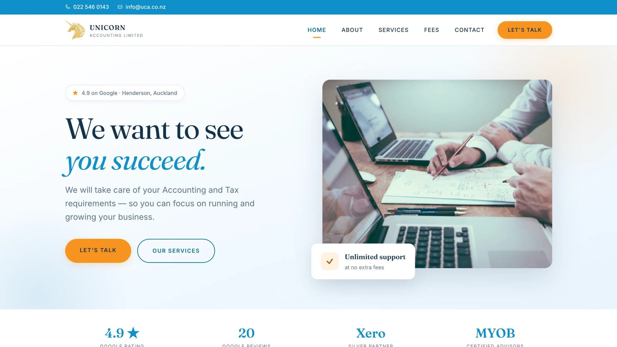 Unicorn Accounting website