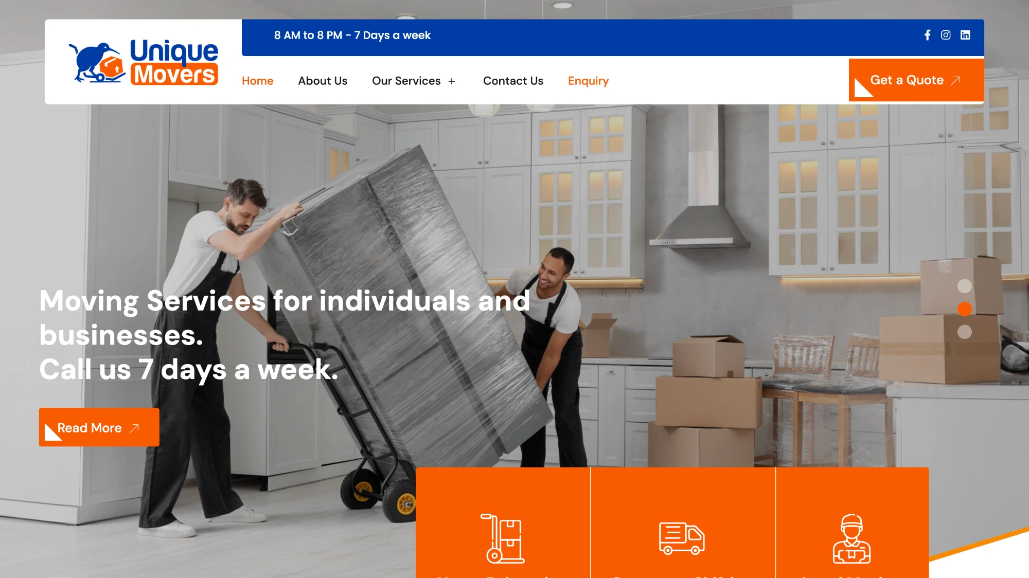 Unique Movers website